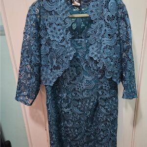 Teal Lace Dress with Jacket